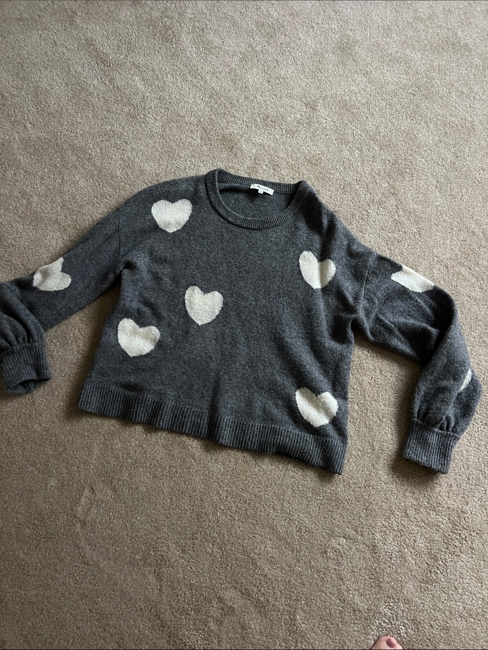 Madewell Dark Gray Heart Pattern Sweater